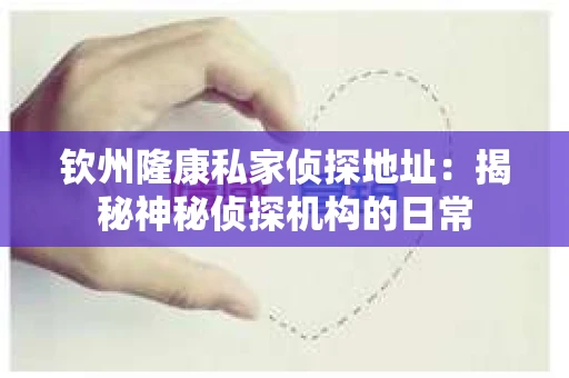 钦州隆康私家侦探地址：揭秘神秘侦探机构的日常