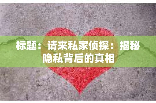 标题：请来私家侦探：揭秘隐私背后的真相