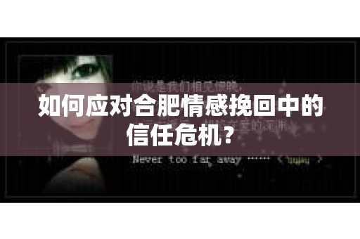 如何应对合肥情感挽回中的信任危机？